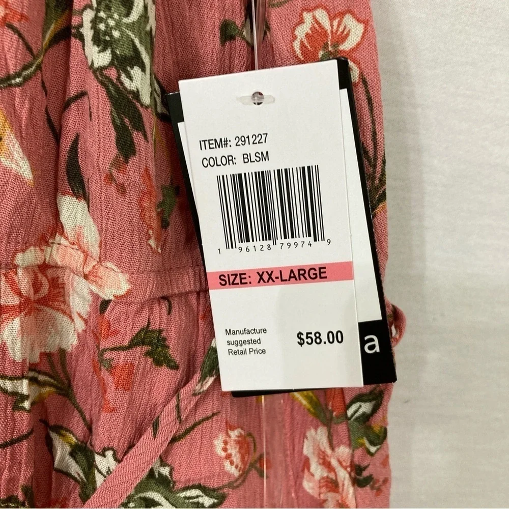 New Sangria‎ Mauve Pink Floral Ruffle High Low Maxi Dress size XXL